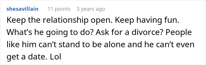 Comment on open marriage decision, expressing support for keeping relationship open despite challenges faced by husband. Comment on open marriage decision, expressing support for keeping relationship open despite challenges faced by husband.