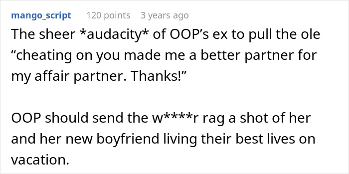 Screenshot of a social media comment about betrayal and a mom pushing daughter to protect her friendship over a boy.