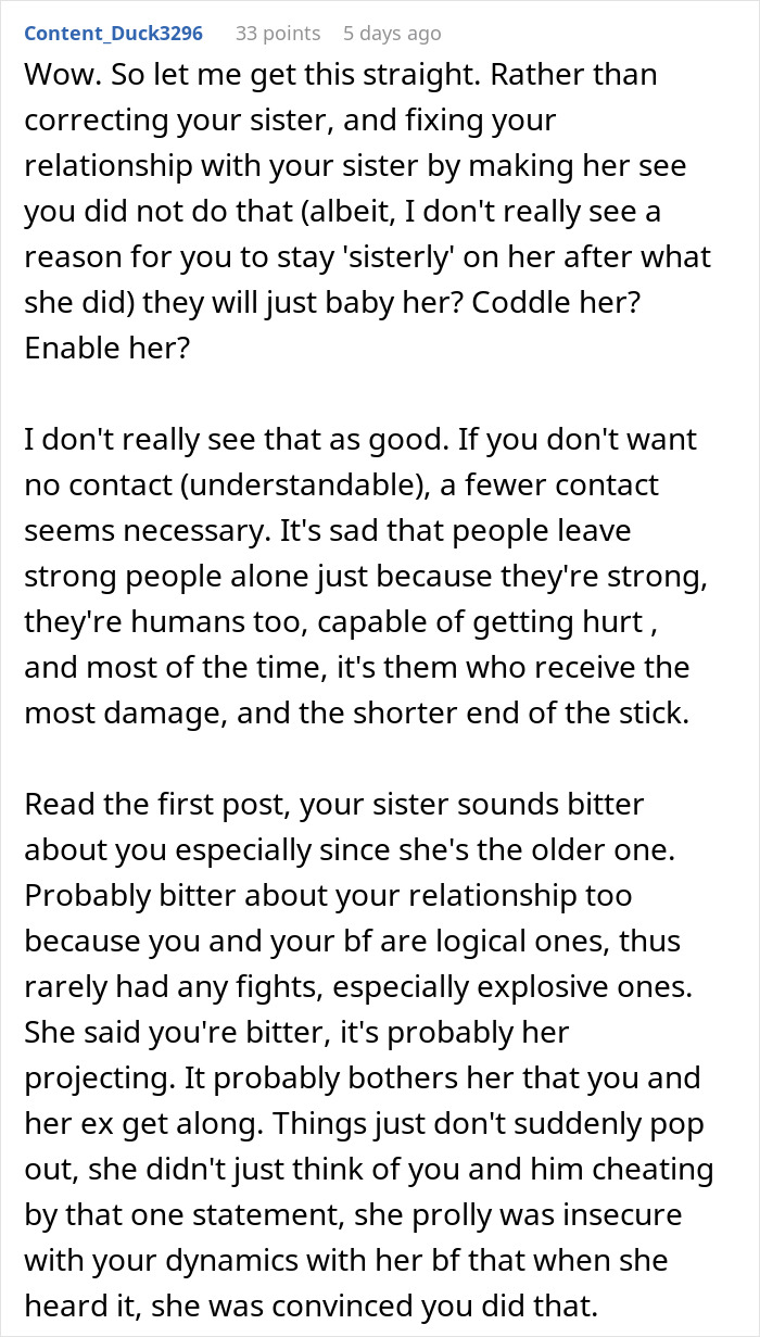 Reddit user discussing woman accused of sleeping with sister&rsquo;s fianc&eacute; and the family&rsquo;s refusal to change their mind.