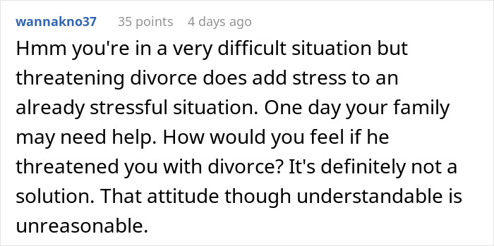 Woman Threatens Divorce If Husband Financially Contributes To His Mother's Care: "Told Him That Is Nuts"