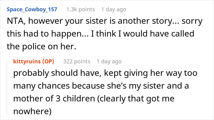 Man forced to change locks and threaten sister with police after she abandons her kids at his house in a family dispute.