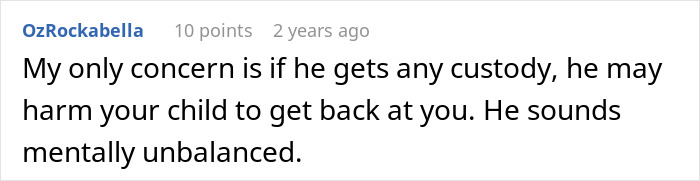 A comment about a man feeling emasculated by his donor baby, expressing concern for the child's safety and the father's mental state.