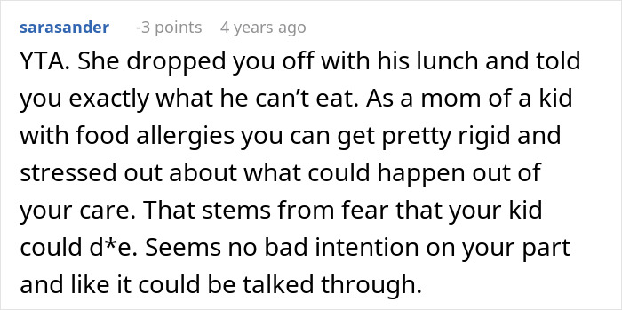 Reddit comment on parental food concerns for a child, applicable to a scenario trying to transition her son into vegan.