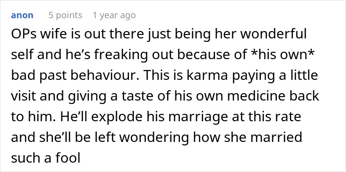 Comment about a cheater facing karma and relationship consequences after chasing a fantasy and bad behavior.