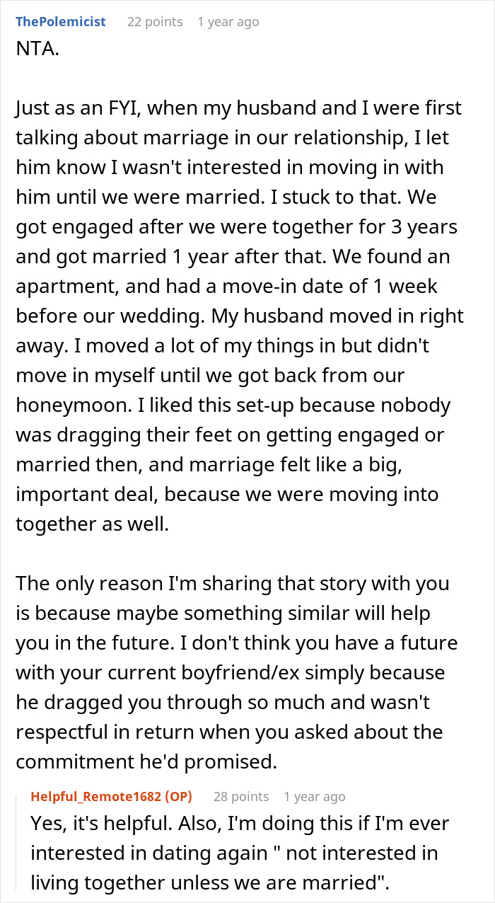 Guy Promises Engagement To Get GF To Move In, Spends Two Years Dodging The Topic Until She's Done