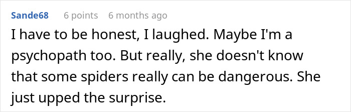 Comment text describing a dad&rsquo;s reaction to thinking his 5-year-old daughter might be a psychopath after a surprising moment.