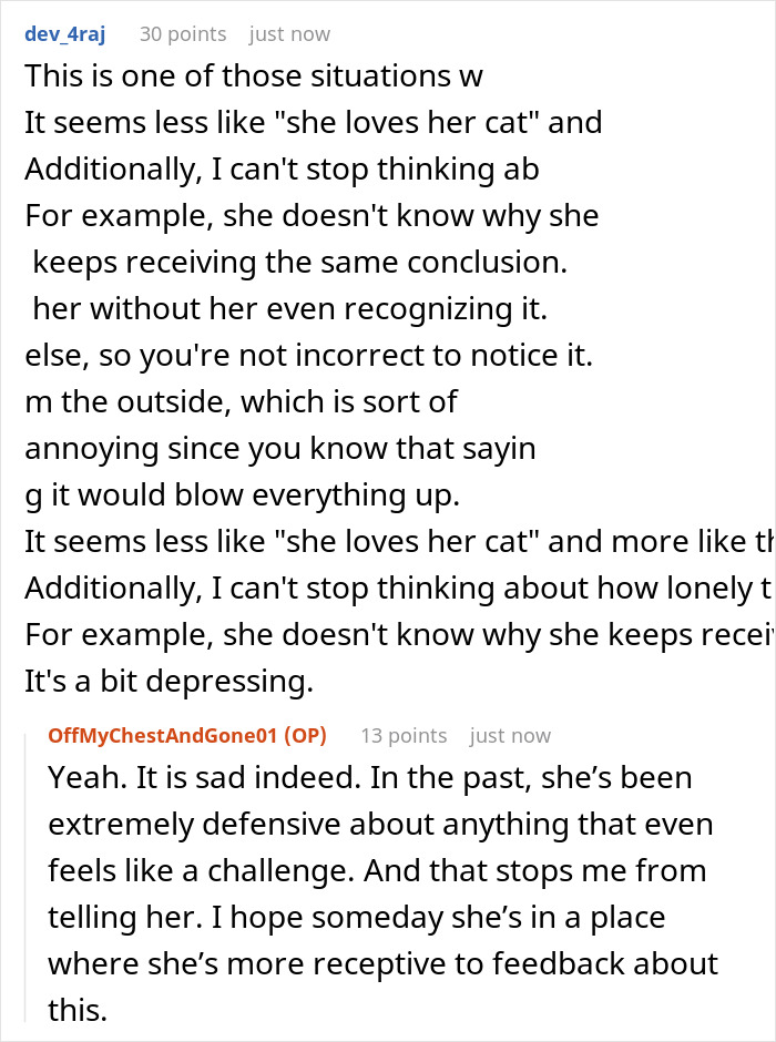 Screenshot of a text conversation discussing a crazy cat lady choosing her cat over men in K-Drama romance context.