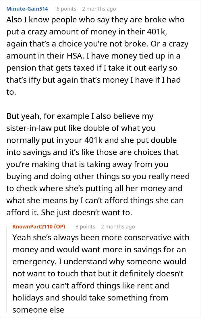 Reddit thread discussing a man upset his girlfriend pretended to be broke despite having $50K in savings.