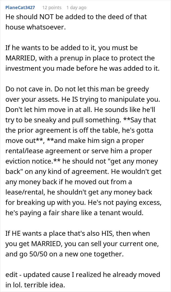 Woman Invests Life Savings Into Buying A House, BF Pays Rent But Expects Ownership Woman Invests Life Savings Into Buying A House, BF Pays Rent But Expects Ownership