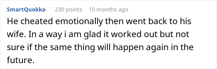 Screenshot of a comment discussing a husband neglecting his pregnant wife after choosing his chosen family.