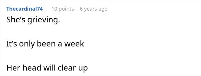 Comment discussing a woman grieving and emotional turmoil related to wanting her unborn son named after a late ex. Comment discussing a woman grieving and emotional turmoil related to wanting her unborn son named after a late ex.