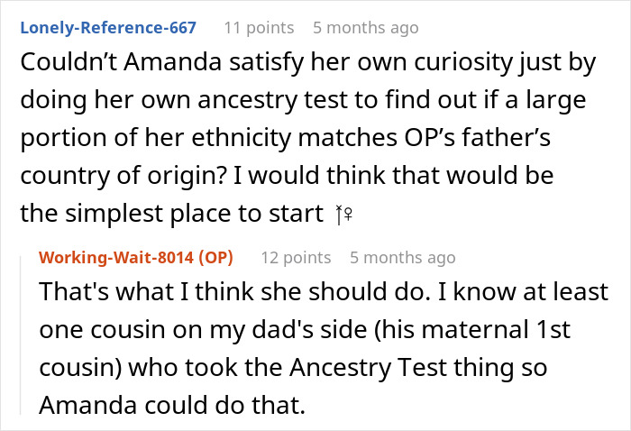 Online forum discussion about confusing and wild family dynamic involving DNA tests and child support concerns.
