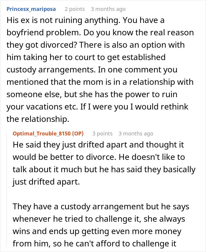 Reddit discussion about a woman confused by her boyfriend’s ex being difficult, exploring relationship and custody challenges. Reddit discussion about a woman confused by her boyfriend’s ex being difficult, exploring relationship and custody challenges.