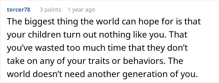 Screenshot of a comment discussing consequences of actions and reflecting on personal traits and behaviors.