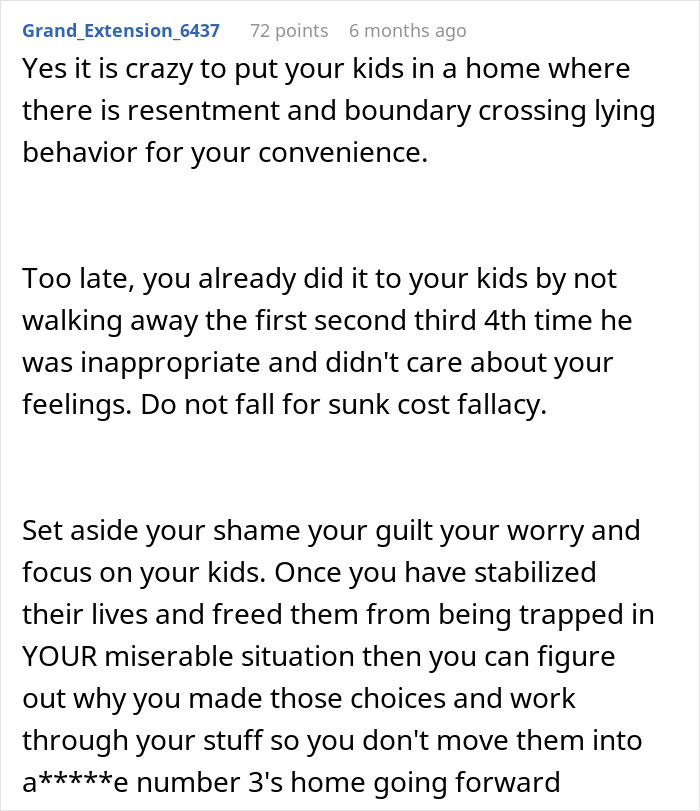 Comment discussing boundary crossing behavior and emotional impact on kids in a creepy and borderline predatory household situation. Comment discussing boundary crossing behavior and emotional impact on kids in a creepy and borderline predatory household situation.