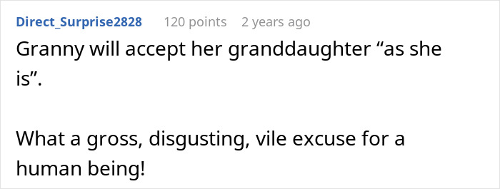 Reddit comment calling a man a "vile excuse for a human being" after he didn't see her as his daughter due to donor baby.