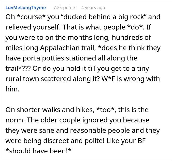 Woman Has A Bathroom Emergency On Hike, Boyfriend&rsquo;s Reaction To It Ends Their Relationship
