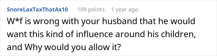 A Reddit comment questioning a husband allowing MIL influence, related to a woman leaving her house.