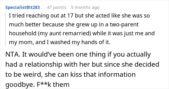Comment expressing frustration over a confusing and wild family dynamic involving DNA tests and child support disputes.