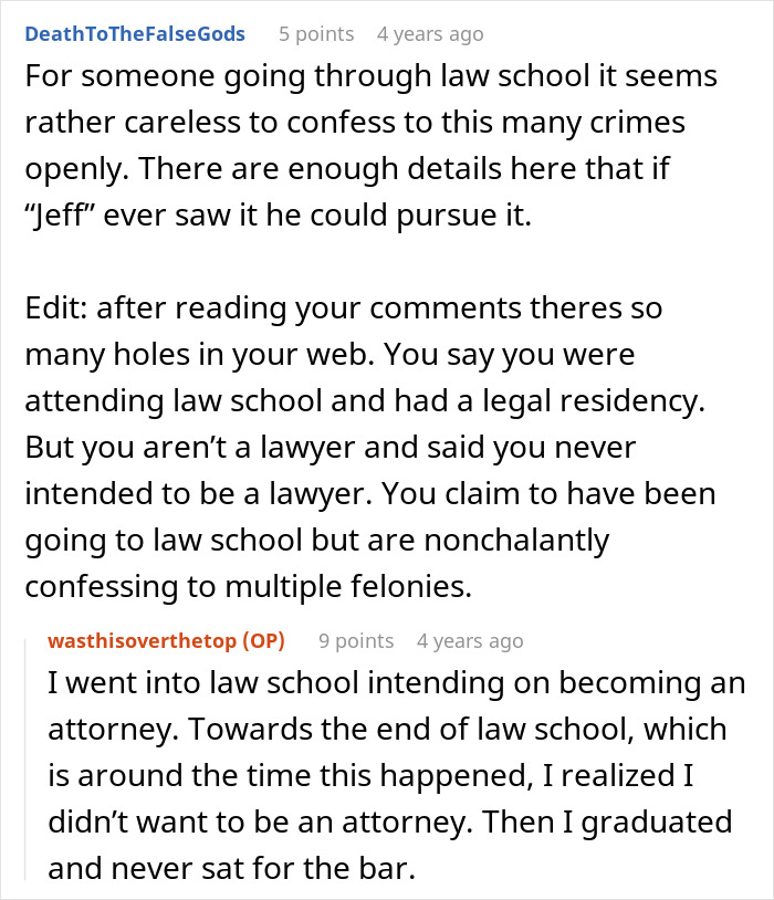 Reddit comments discussing a revenge plot, highlighting the destruction of a new life by a wife's friend.