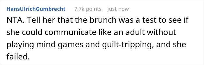 Screenshot of a Reddit comment criticizing a friend for failing to show appreciation and communicate maturely.