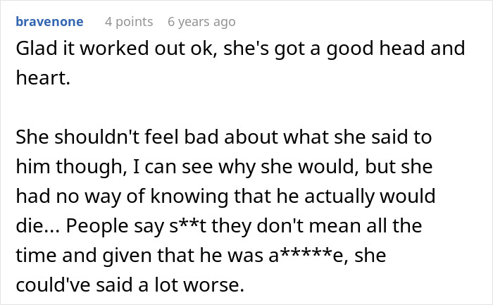 Comment discussing a woman wanting her unborn son named after late ex who mistreated her, causing drama online. Comment discussing a woman wanting her unborn son named after late ex who mistreated her, causing drama online.