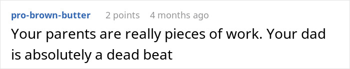 Screenshot of a social media comment discussing a confusing and wild family dynamic involving DNA tests and child support drama.