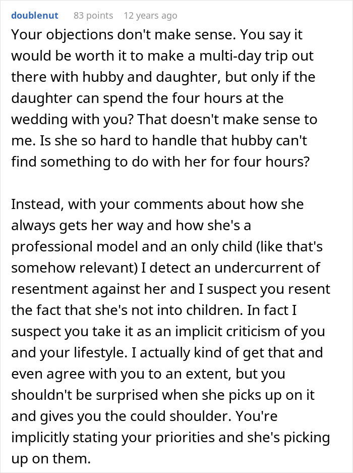 Mom RSVPs ‘No’ To Childfree Wedding An 12-Hour Flight Away, Bride Takes It Personally Mom RSVPs ‘No’ To Childfree Wedding An 12-Hour Flight Away, Bride Takes It Personally