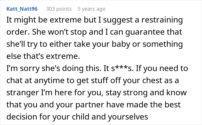 Screenshot of an online comment discussing mom&rsquo;s creepy behavior and concerns about her potentially psychotic actions toward her baby.
