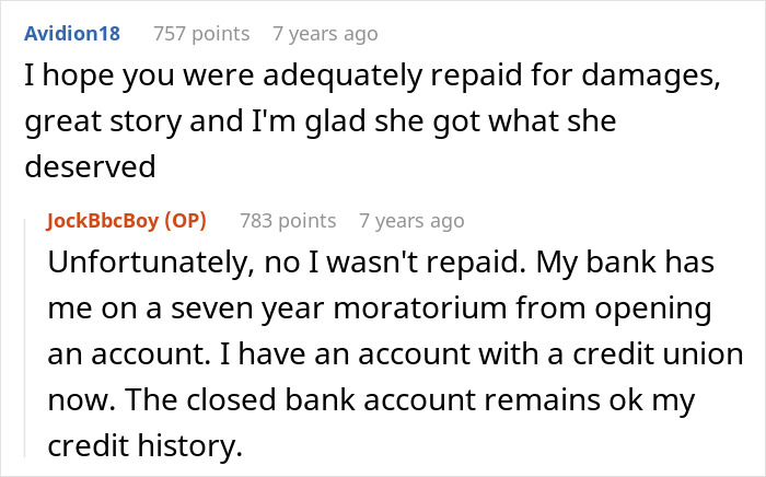 Screenshot of a Reddit conversation discussing consequences of a woman who runs Tinder scams for her jailed fianc&eacute;.