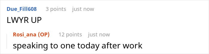 Reddit comments: "LWYR UP" and "speaking to one today after work," relevant to a feeding tube situation.