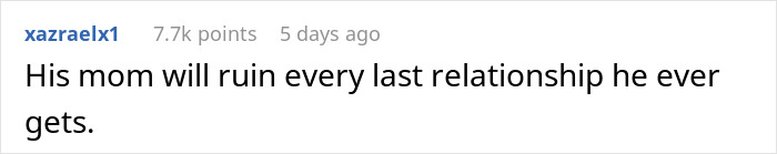 Comment on social media expressing frustration about BF's mom acting possessive over him at birthday party.