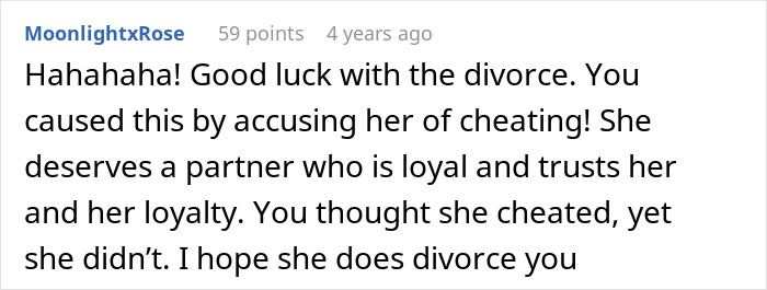 A Reddit comment about a man who loses his whole family after demanding a paternity test and accusing his wife of cheating.