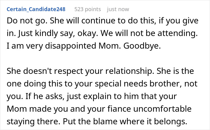 Text conversation about a woman facing a dilemma as her mother controls her sleeping arrangement with her wife-to-be.