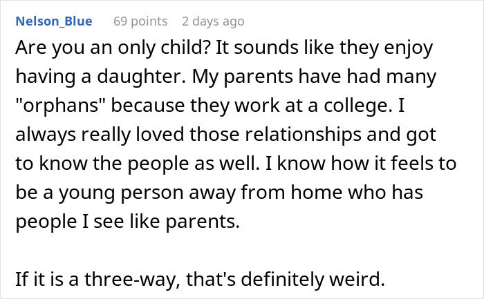 Screenshot of a Reddit comment discussing a man confronting parents about their 20YO best friend being called controlling.