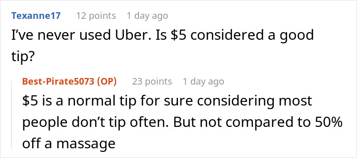 Lady Thinks $5 Tip To Uber Driver Gets Her 50% Off His Massage Services, Gets Mad When He Refuses