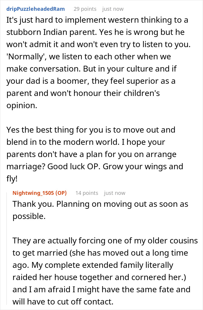 A Reddit thread showing discussion, evoking topics like Gross Dad, toilet seat, disgusted daughter, and clean underwear.