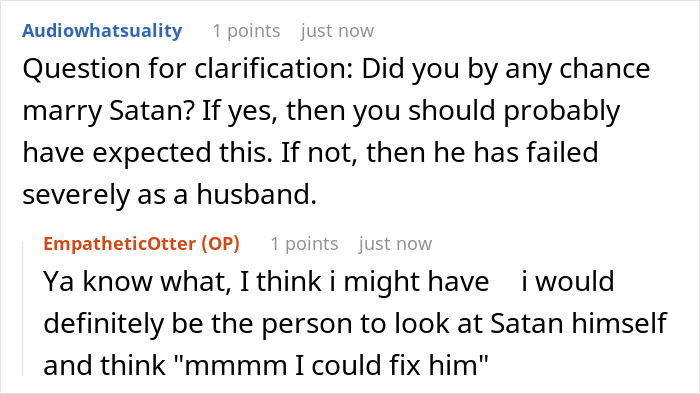 Reddit comments reacting to a husband refusing to help his wife after a cervical cancer diagnosis.