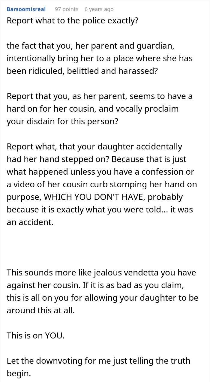 Teen Stomps On Cousin's Hand With High Heels, Calls It An "Accident," Aunt Weighs Calling Police Teen Stomps On Cousin's Hand With High Heels, Calls It An "Accident," Aunt Weighs Calling Police