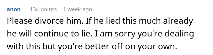 Comment warning about delusional husband expecting wife to raise affair child and advising divorce for a better future. Comment warning about delusional husband expecting wife to raise affair child and advising divorce for a better future.