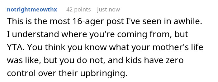 Screenshot of a Reddit comment discussing a wealthy mom&rsquo;s hypocrisy about treating house help as family but making them stay in a shed.