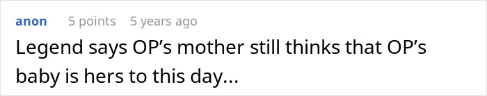 Screenshot of a comment discussing a mother&rsquo;s creepy behavior obsessing over her daughter&rsquo;s baby.