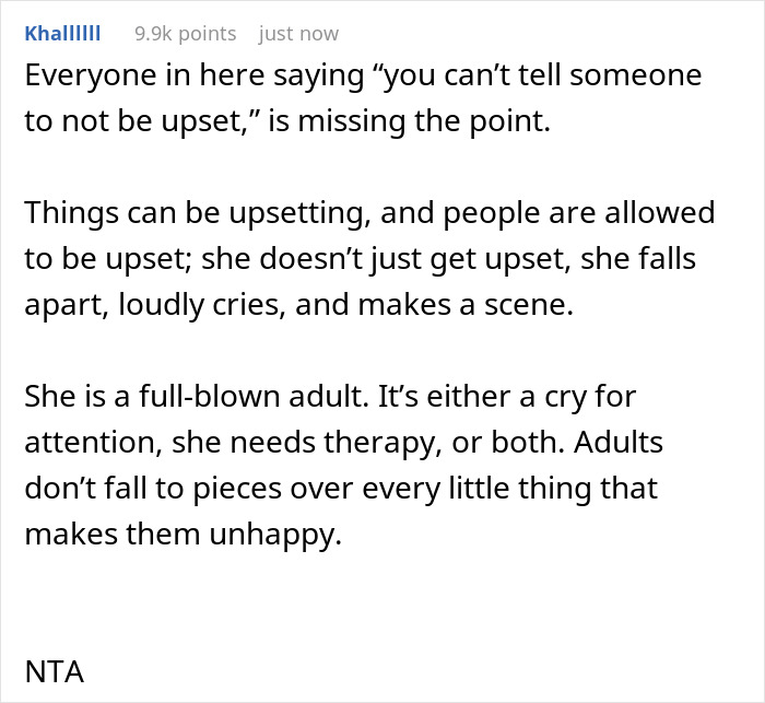 A Reddit post discussing a heartless MIL, and how she thinks her DIL is too sensitive.