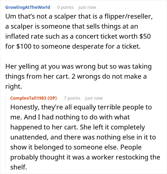 Online discussion about a scalper confronting a lady over bulk items, leading to a store ban and police involvement. Online discussion about a scalper confronting a lady over bulk items, leading to a store ban and police involvement.