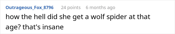 Screenshot of a comment questioning how a 5-year-old daughter might be a psychopath after a shocking encounter.