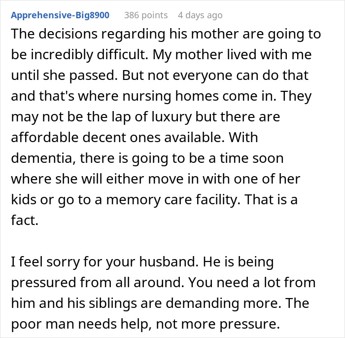 Woman Threatens Divorce If Husband Financially Contributes To His Mother's Care: "Told Him That Is Nuts"