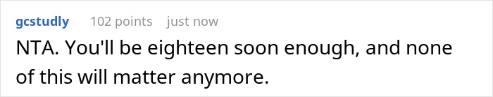 A Reddit comment states NTA, implying the 17-year-old is not the jerk for refusing to be a big bro to the pregnant GF's baby.