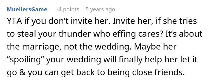 Screenshot of a forum comment discussing wedding worries and concerns about sister sabotaging the event due to past incident.