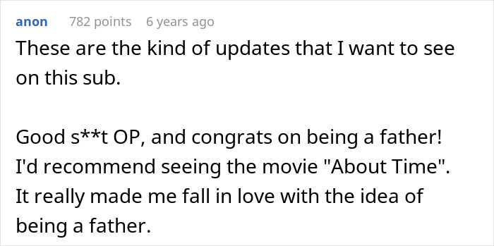 Commenter reacts positively to pregnancy news, recommends movie About Time, reflecting on fatherhood and woman wants unborn son named after late ex. Commenter reacts positively to pregnancy news, recommends movie About Time, reflecting on fatherhood and woman wants unborn son named after late ex.