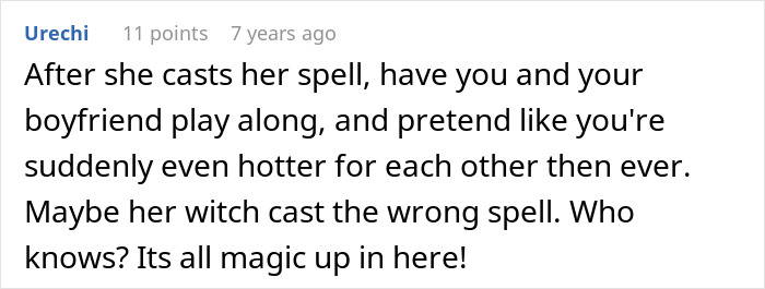 Comment discussing a playful reaction to a homophobic MIL&rsquo;s fake cop attempt involving her son&rsquo;s boyfriend.